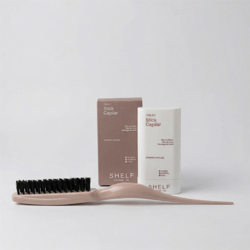 Kit Stick Fixador 19g & Escova Shelf Beauty
