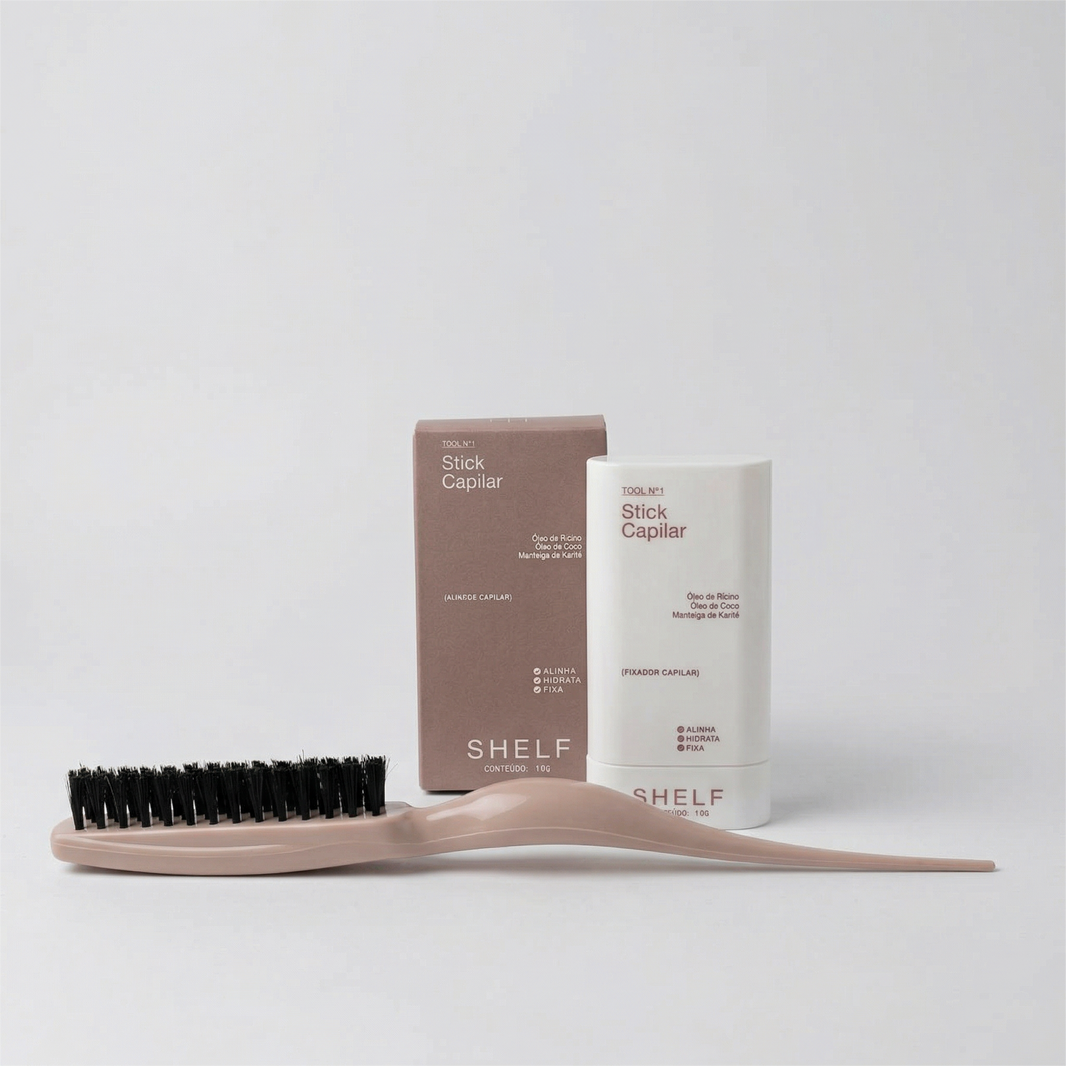 Kit Stick Fixador 19g & Escova Shelf Beauty